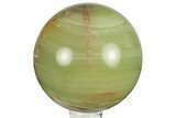 Polished Green Banded Calcite Sphere - Pakistan #266489-1